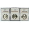 Image 1 : LOT OF ( 3 ) 1950-D FRANKLIN HALF DOLLARS, NGC MS-62 FBL