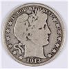 Image 1 : 1913 BARBER HALF DOLLAR, G/VG