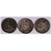 Image 1 : SEATED LIBERTY HALF DIME LOT, 1853 ARROWS XF, 1858 VG DAMAGE, 1872 FINE