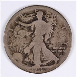 1916-D WALKING LIBERTY HALF DOLLAR, GOOD, SCRATCHES ON OBVERSE