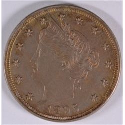 1895 LIBERTY "V" NICKEL, AU / BU