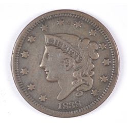 1838 LARGE CENT VF-35