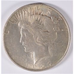 1927-D PEACE SILVER DOLLAR, AU