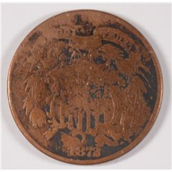 1872 TWO CENT PIECE, VG  DARK   KEY DATE!