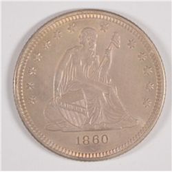 1860-O SEATED QUARTER, MS-63