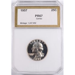 1957 WASHINGTON QUARTER PCI PR-67 CAMEO