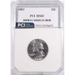 1962 WASHINGTON QUARTER, PCI MS-67   TRENDS FOR $2000.00