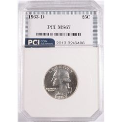 1963-D WASHINGTON QUARTER, PCI MS-67   TRENDS FOR  $3000.00