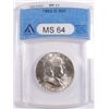 Image 1 : 1962-D FRANKLIN HALF DOLLAR, ANACS MS-64  NICE WHITE COIN