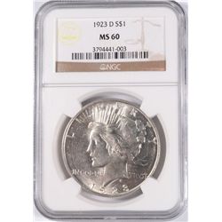1923-D PEACE DOLLAR NGC MS-60