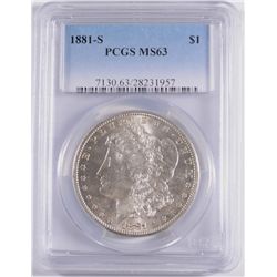 1881-S MORGAN SILVER DOLLAR, PCGS MS-63