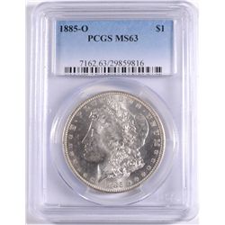 1885-O MORGAN SILVER DOLLAR, PCGS MS-63
