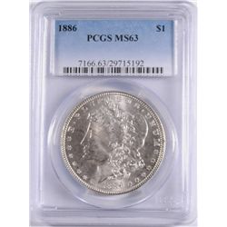 1886 MORGAN SILVER DOLLAR, PCGS MS-63