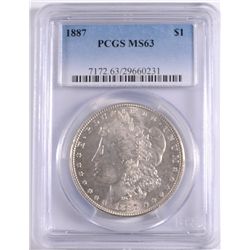 1887 MORGAN SILVER DOLLAR, PCGS MS-63