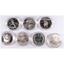 ( 7 ) PROOF U.S. COMMEMORATIVE SILVER DOLLARS, ALL IN ORIGINAL CAPSULES ONLY