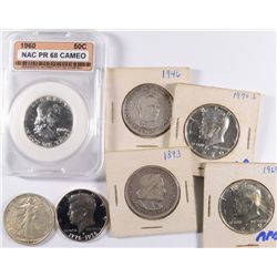 U.S. HALF DOLLAR LOT: 1960 NAC Pf-68 CAMEO, 1893 COLUMBIAN VG, 1946 BTW-VG
