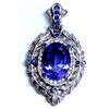 Tanzanite  18.98 ctw Blue Sapphire Diamond Pendant 14KW