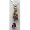 Sterling Silver .925 Citrine and Amethyst Pendant