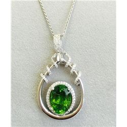 PERIDOT 18.73CT,  14K W/G NECKLACE _______ DIAMOND 1.95CT