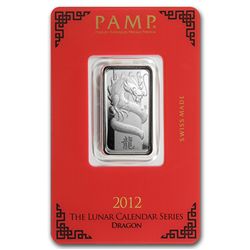 10 gram Pamp Suisse Silver Bar - Year of the Dragon (In Assay)