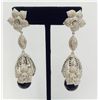 Image 1 : Gold & Sterling Silver Earring with Diamond & Natural Stone