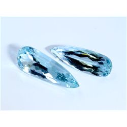 21 ct & up Aquamarine Long Pear Shaped ctw 21.31 2Pcs