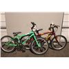 Image 1 : 2 BIKES-GREEN KAZOOM & RED KIDS MOUNTAIN BIKES