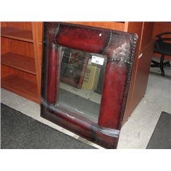 LEATHER LIKE FINISH FRAMED WALL MIRROR