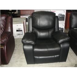 BLACK LEATHER RECLINING ARM CHAIR