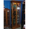 Image 1 : APPROX 7' TALL OAK GLASS FRONT LIGHTED DISPLAY CABINET