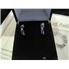 Image 2 : NEW PAIR OF AMETHYST AND DIAMOND EARRINGS SET IN SILVER WITH 4 DIAMONDS AND $400 CERTIFICATE