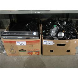 2 BOXES OF ASSORTED SURVEILLANCE EQUIPMENT; RECORDERS, MONITORS, CAMERAS ETC