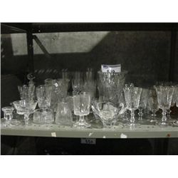 SHELF LOT OF ASSORTED CRYSTAL WARE