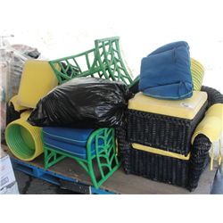 PALLET LOT OF ASSORTED WICKER RATTAN FURNITURE