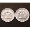 Image 2 : GEM UNC 1963 & 1963-D Franklin Silver Half Dollar Coins
