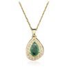 Image 3 : 14KT Yellow Gold 1.71ct Emerald and Diamond Pendant
