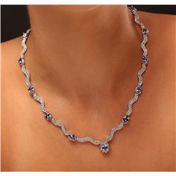 14KT White Gold 11.76ctw Tanzanite and Diamond Necklace