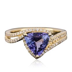 14KT Yellow Gold 2.11ct Tanzanite and Diamond Ring