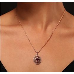 14KT Rose Gold 1.12ct Ruby and Diamond Pendant with Chain