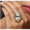 Image 1 : 14KT Yellow Gold 22.07ct Aquamarine and Diamond Ring