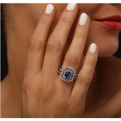 14KT White Gold 1.09ct Tanzanite and Diamond Ring