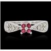 Image 1 : 18KT White Gold 0.25ctw Ruby and Diamond Ring