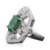 Image 4 : 14KT White Gold 3.29ct Emerald and Diamond Ring