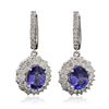 Image 3 : 14KT White Gold 4.36ctw Tanzanite and Diamond Earrings