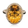 Image 3 : 14KT Yellow Gold 5.81ct Citrine Quartz and Diamond Ring