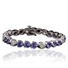 Image 1 : 14KT White Gold 14.58ctw Tanzanite and Diamond Tennis Bracelet