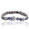 Image 2 : 14KT White Gold 14.58ctw Tanzanite and Diamond Tennis Bracelet