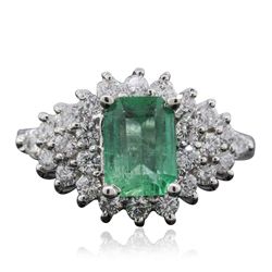 14KT White Gold 1.52ct Emerald and Diamond Ring