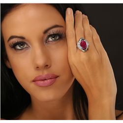 14KT White Gold 5.76ct Ruby and Diamond Ring