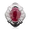 Image 3 : 14KT White Gold 5.76ct Ruby and Diamond Ring